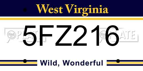 5FZ216 West Virginia License Plate