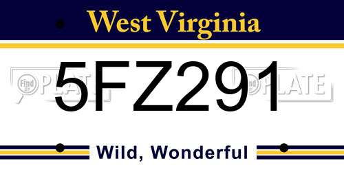 5FZ291 West Virginia License Plate