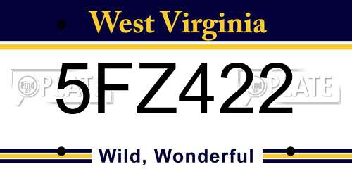 5FZ422 West Virginia License Plate