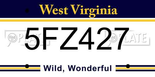 5FZ427 West Virginia License Plate