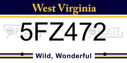 5FZ472 West Virginia License Plate