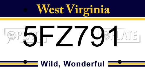 5FZ791 West Virginia License Plate