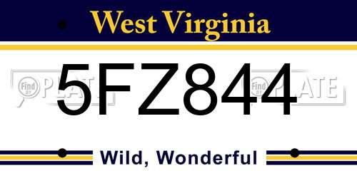 5FZ844 West Virginia License Plate