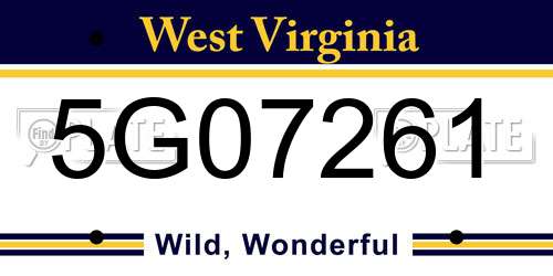 5G07261 West Virginia License Plate