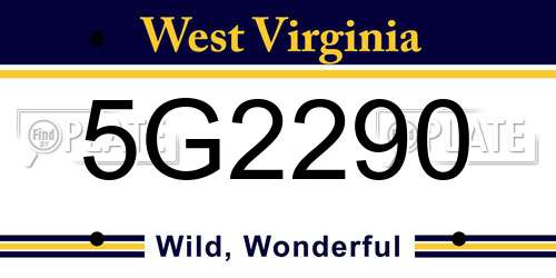 5G2290 West Virginia License Plate