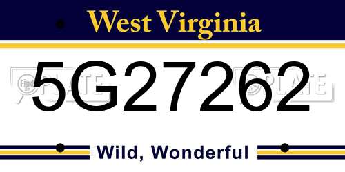 5G27262 West Virginia License Plate