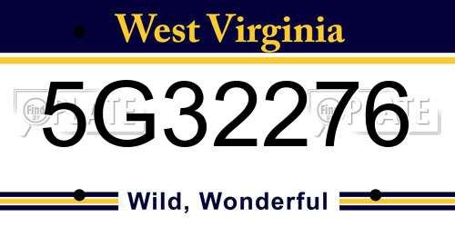 5G32276 West Virginia License Plate