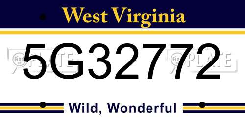 5G32772 West Virginia License Plate
