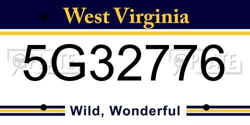 5G32776 West Virginia License Plate