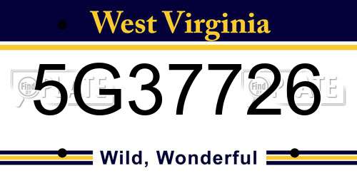 5G37726 West Virginia License Plate