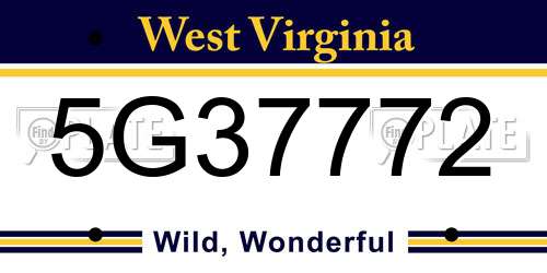 5G37772 West Virginia License Plate