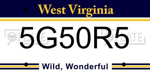5G50R5 West Virginia License Plate