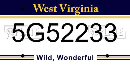 5G52233 West Virginia License Plate