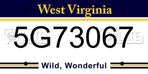 5G73067 West Virginia License Plate