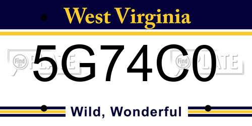 5G74C0 West Virginia License Plate