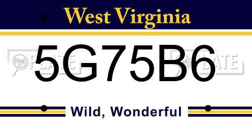5G75B6 West Virginia License Plate