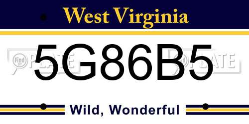 5G86B5 West Virginia License Plate