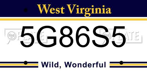 5G86S5 West Virginia License Plate