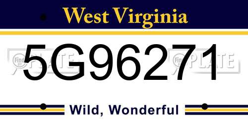 5G96271 West Virginia License Plate
