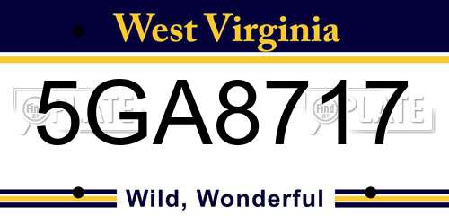5GA8717 West Virginia License Plate