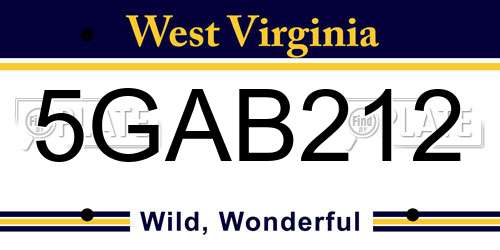 5GAB212 West Virginia License Plate