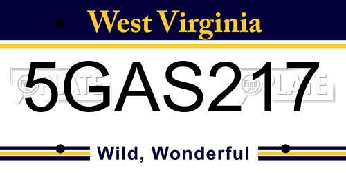 5GAS217 West Virginia License Plate