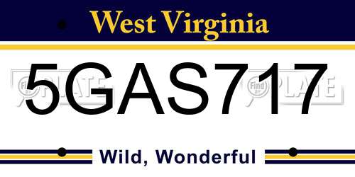 5GAS717 West Virginia License Plate