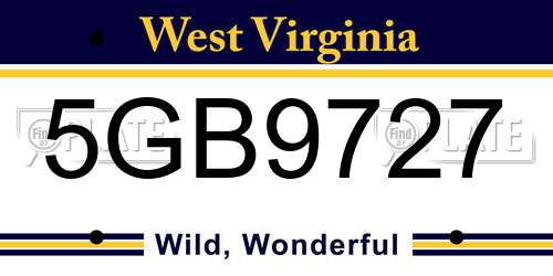 5GB9727 West Virginia License Plate