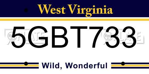 5GBT733 West Virginia License Plate