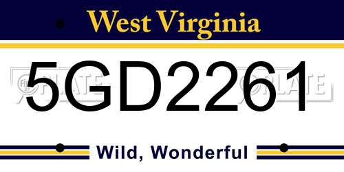 5GD2261 West Virginia License Plate