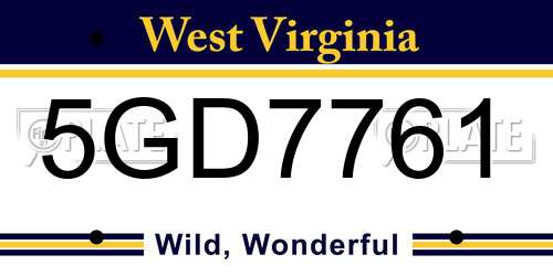 5GD7761 West Virginia License Plate
