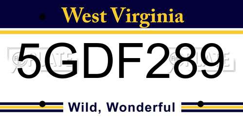 5GDF289 West Virginia License Plate