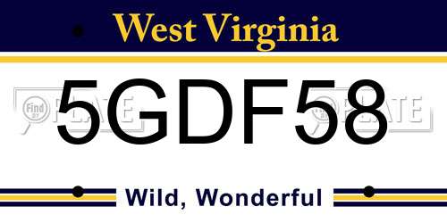 5GDF58 West Virginia License Plate
