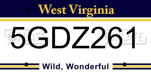5GDZ261 West Virginia License Plate