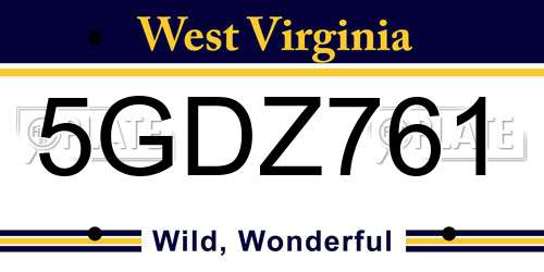 5GDZ761 West Virginia License Plate