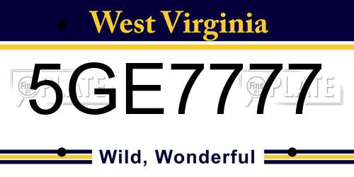 5GE7777 West Virginia License Plate