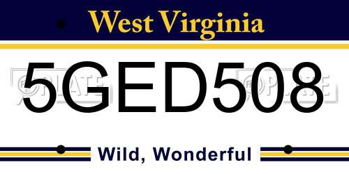 5GED508 West Virginia License Plate