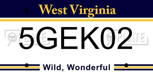 5GEK02 West Virginia License Plate