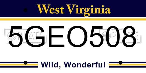 5GEO508 West Virginia License Plate