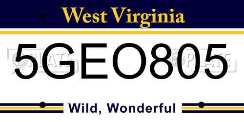 5GEO805 West Virginia License Plate