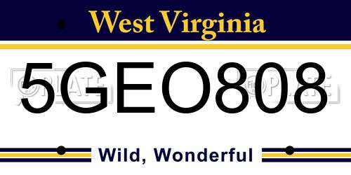 5GEO808 West Virginia License Plate