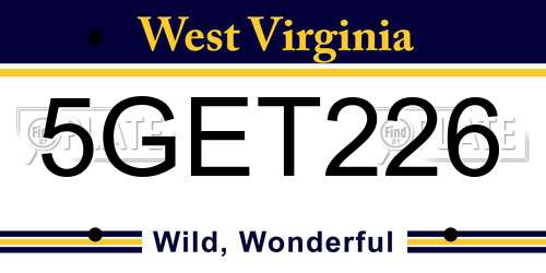 5GET226 West Virginia License Plate