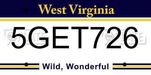 5GET726 West Virginia License Plate