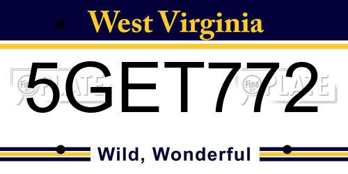 5GET772 West Virginia License Plate