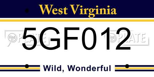 5GF012 West Virginia License Plate