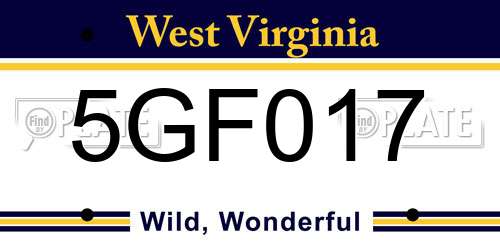 5GF017 West Virginia License Plate
