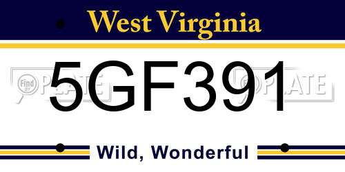 5GF391 West Virginia License Plate