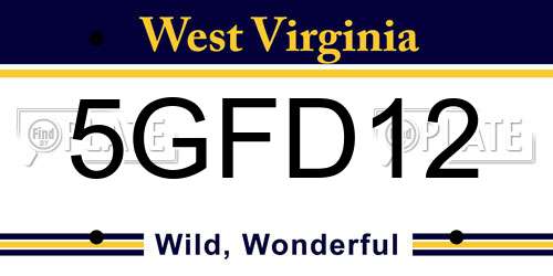 5GFD12 West Virginia License Plate