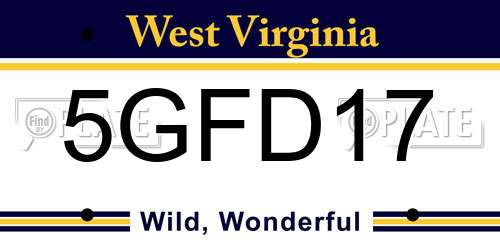 5GFD17 West Virginia License Plate