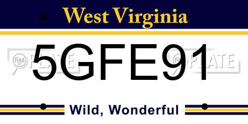 5GFE91 West Virginia License Plate